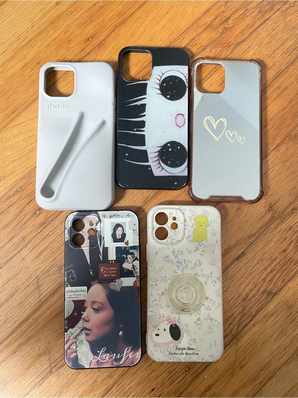 iPhone 12/12 pro Clear Mirror & Graphic Phone Case Bundle - White, Black, Cream